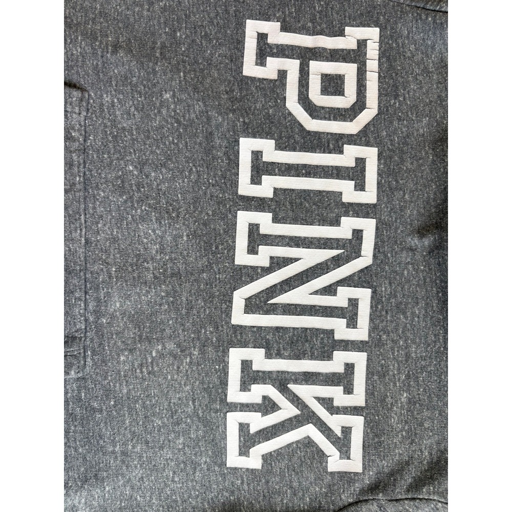 Victoria's Secret PINK Hoodie Gray Heathered Logo Pullover Sweatshirt Womens M - Picture 5 of 12
